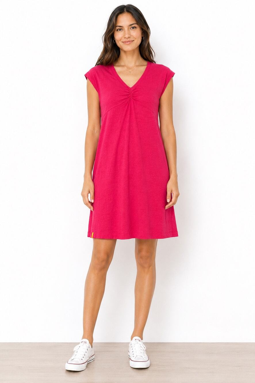 Lole Pink Cap Sleeve Organic Cotton V-Neck Dress XS